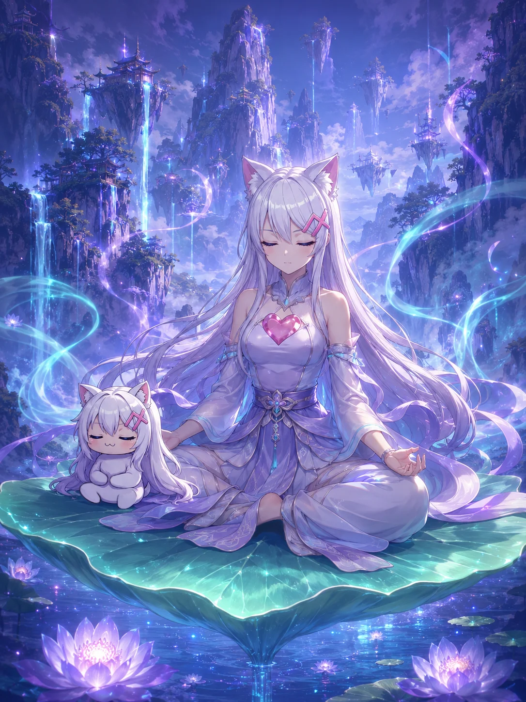 Vivi and Little Vivi Meditating